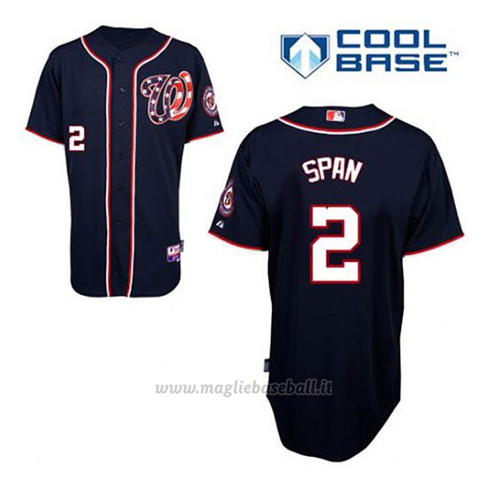 Maglia Baseball Uomo Washington Nationals Denard Span 2 Blu Blu Alterner Cool Base